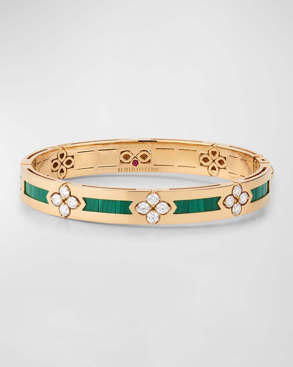 18K Rose Gold Diamond and Malachite Bracelet